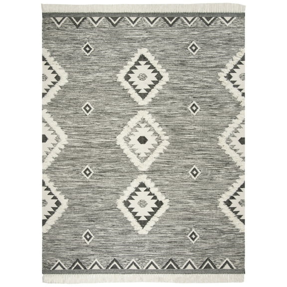 SAFAVIEH Kenya Pierce Geometric Area Rug, Black/Ivory, 12' x 15'