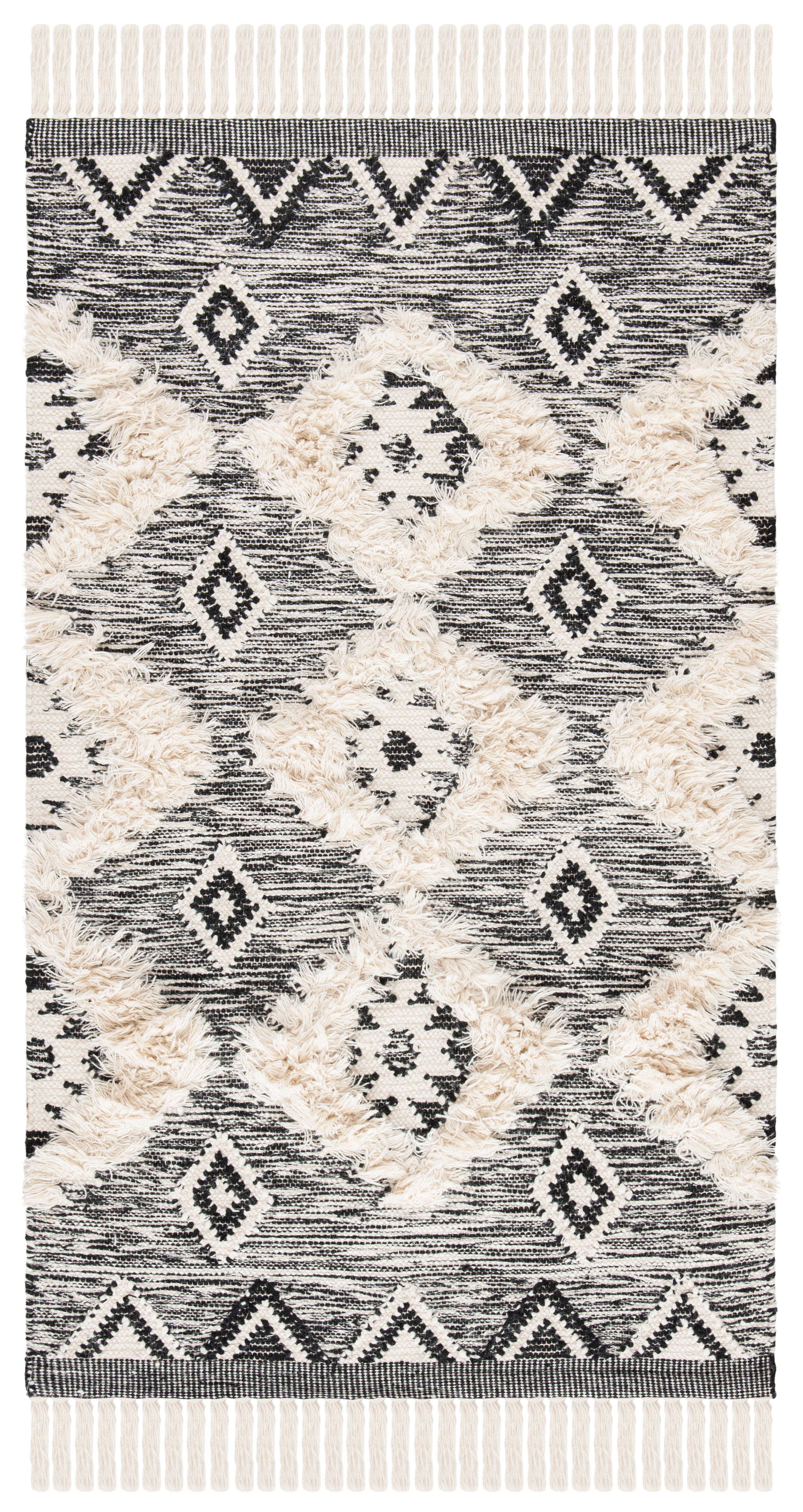 Handmade Black Wool Rectangular Area Rug 2'3" x 4'