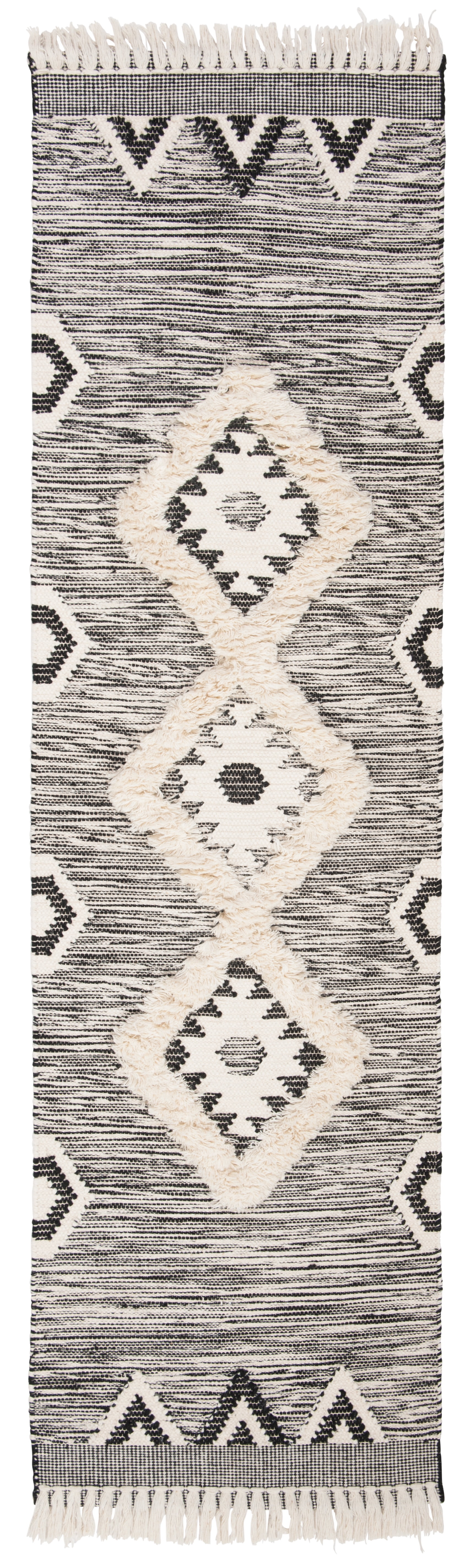 Kenya Tribal Black Wool 27" Hand-Knotted Decorative Runner