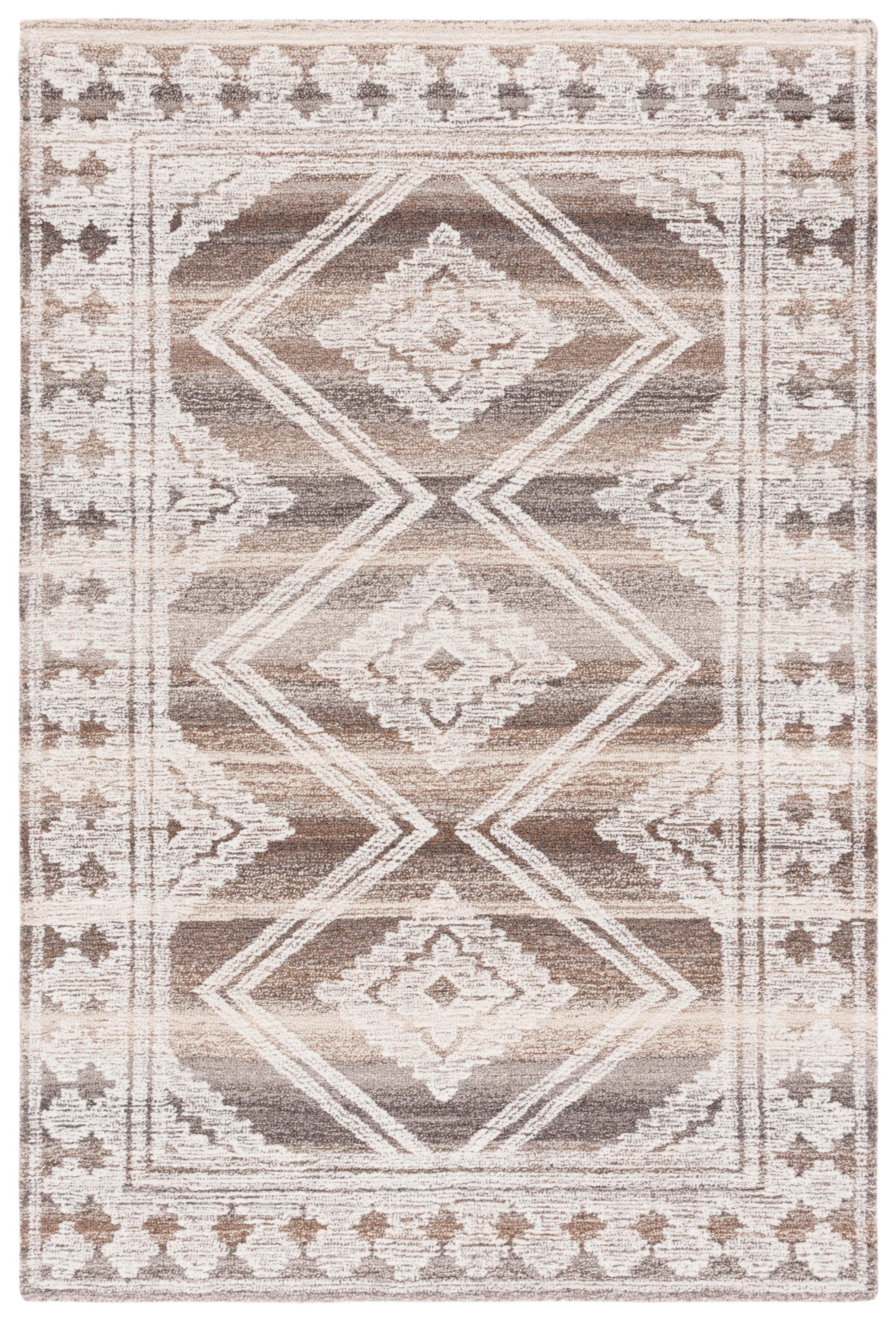 SAFAVIEH Kenya Collection Wool Area Rug - 9' X 12', Hand-Knotted, Southwestern Design, Black & Ivory