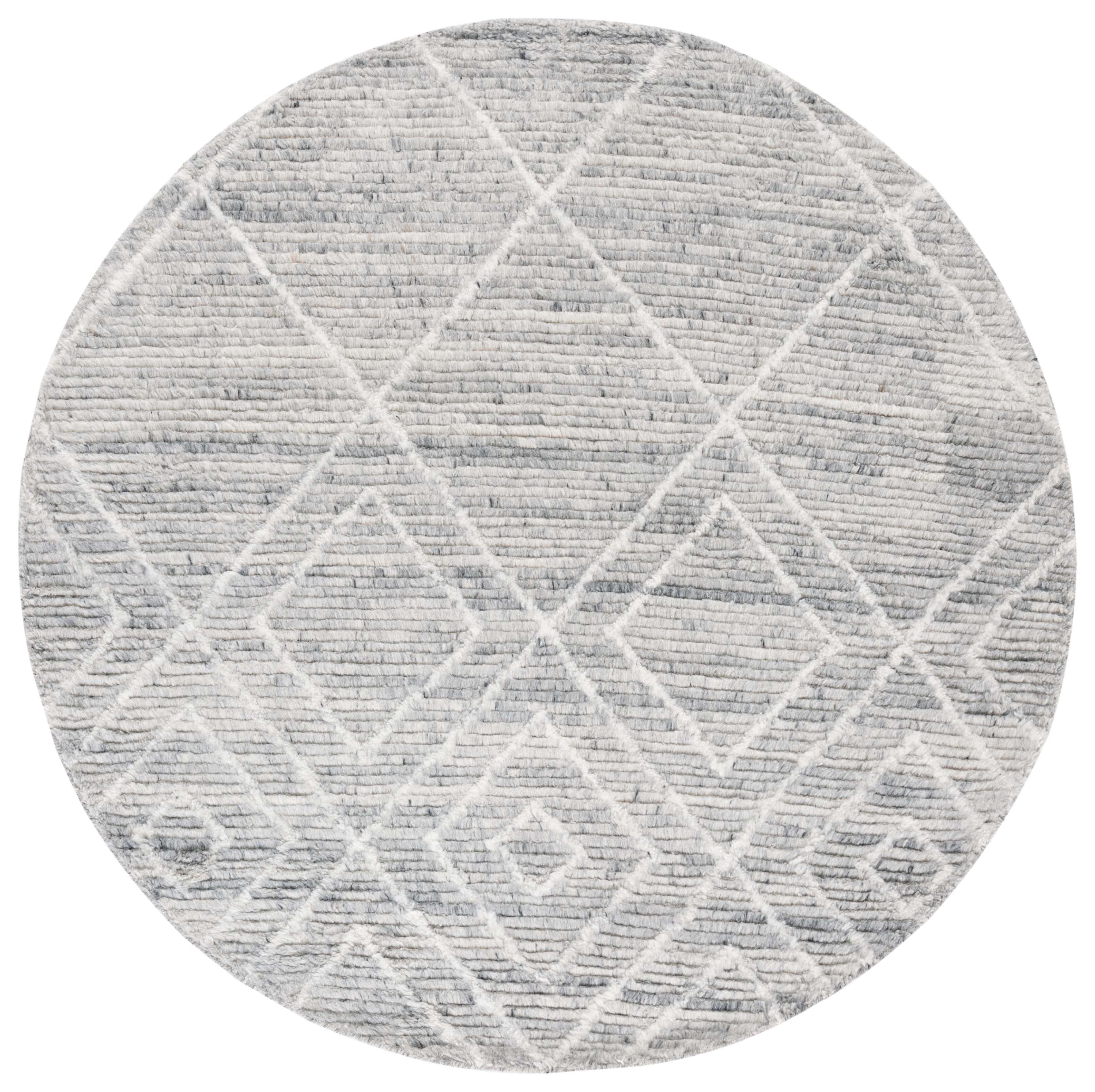 SAFAVIEH Kenya Rubye Diamond Area Rug, Gray/Ivory, 6' x 6' Round