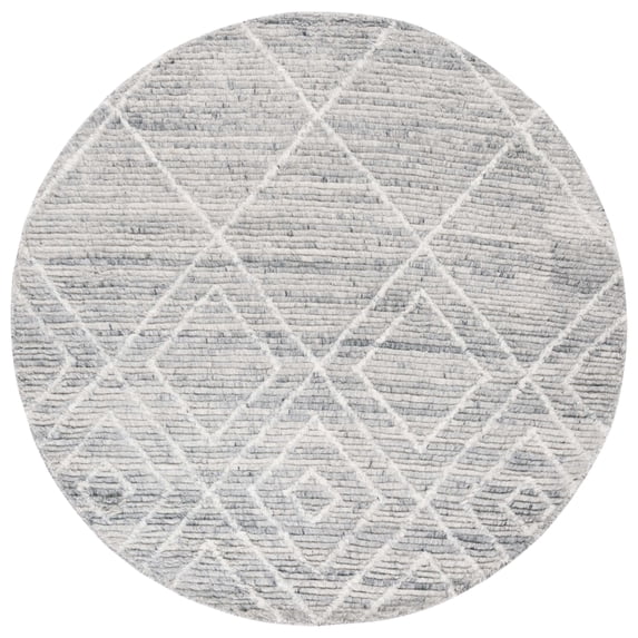 SAFAVIEH Kenya Rubye Diamond Area Rug, Gray/Ivory, 6' x 6' Round