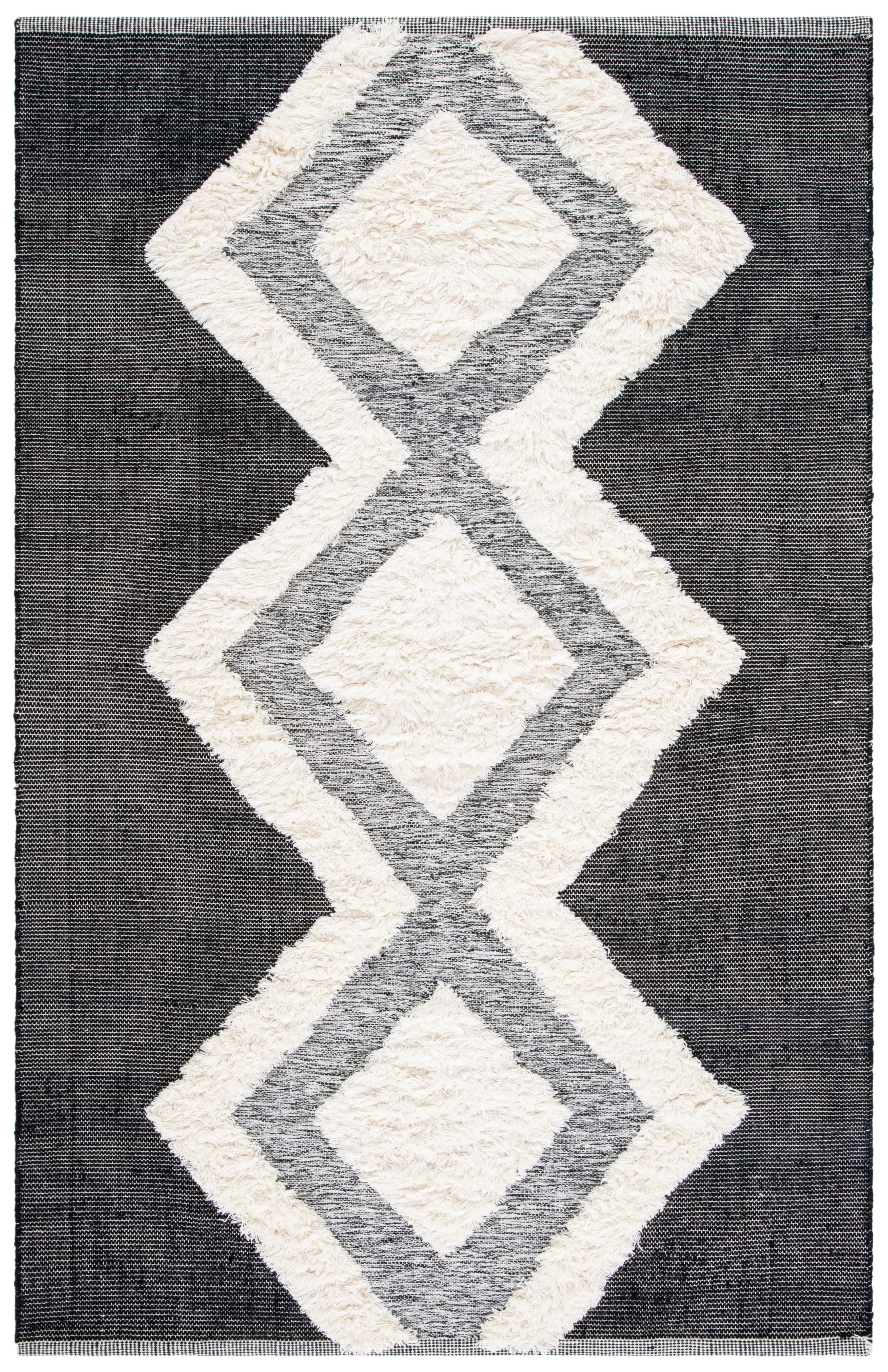 SAFAVIEH Kenya Sandy Southwestern Area Rug, Ivory/Black, 6' x 9'