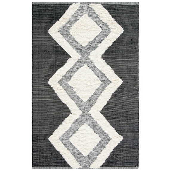 SAFAVIEH Kenya Sandy Southwestern Area Rug, Ivory/Black, 6' x 9'