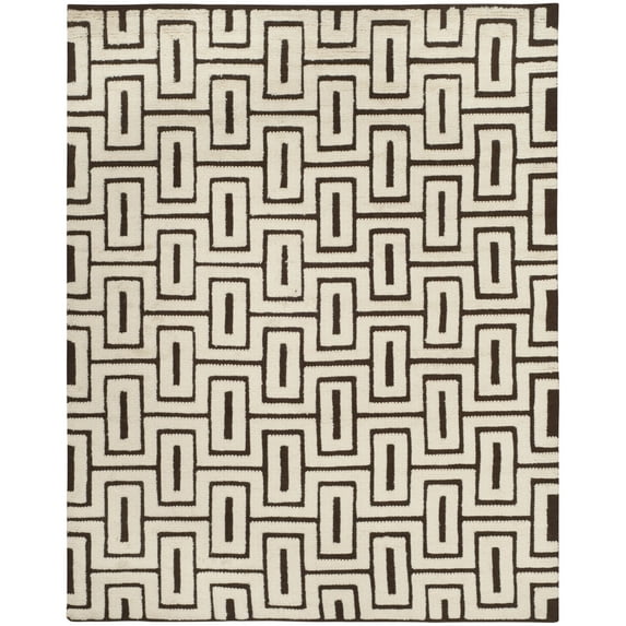 SAFAVIEH Kenya Scarlett Geometric Area Rug, Ivory/Brown, 9' x 12'