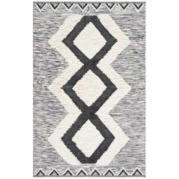 SAFAVIEH Kenya Sebastian Southwestern Area Rug, Ivory/Black, 6' x 9'