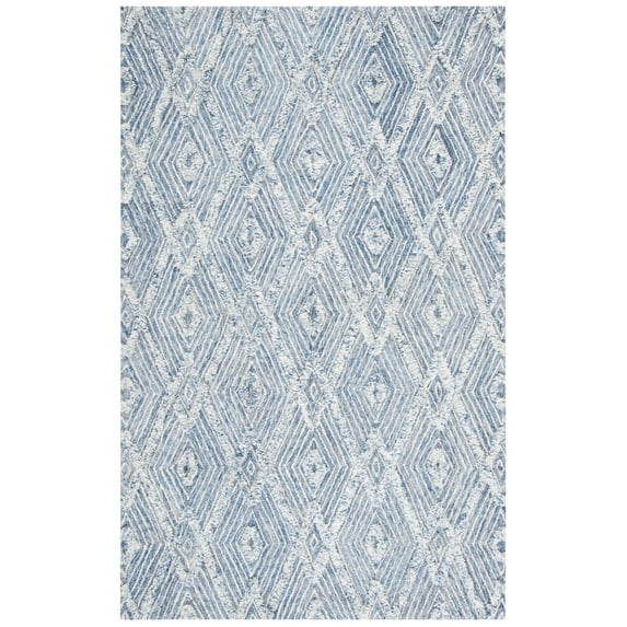 SAFAVIEH Kenya Shanika Diamond Area Rug, Blue/Ivory, 6' x 9'