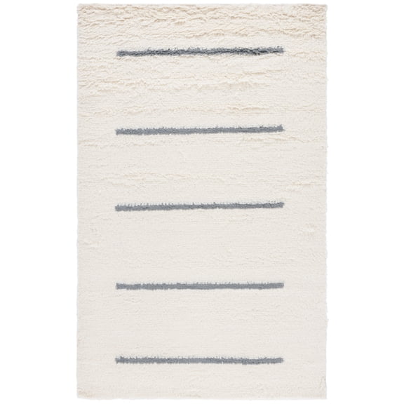 SAFAVIEH Kenya Siomha Striped Area Rug, Ivory/Grey, 3' x 5'