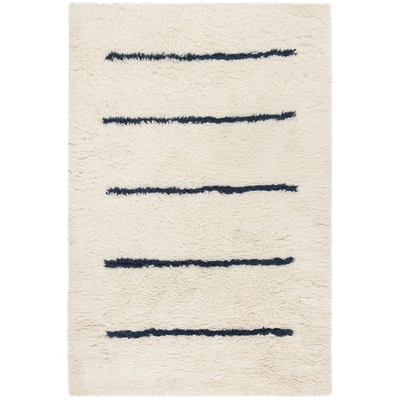 SAFAVIEH Kenya Siomha Striped Area Rug, Ivory/Navy, 4' x 6'