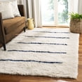 thumbnail image 1 of SAFAVIEH Kenya Siomha Striped Plush Wool Area Rug, Ivory/Navy, 6' x 9', 1 of 10