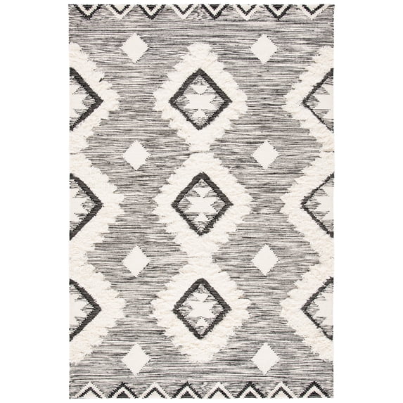 SAFAVIEH Kenya Stojan Southwestern Area Rug, Black/Ivory, 5' x 8'