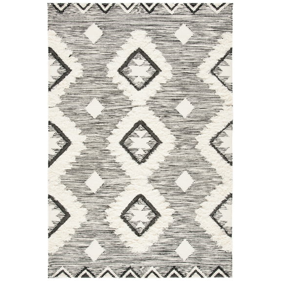 SAFAVIEH Kenya Stojan Southwestern Area Rug, Black/Ivory, 6' x 9'