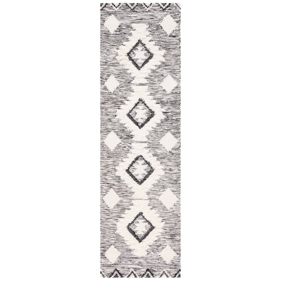 SAFAVIEH Kenya Stojan Southwestern Runner Rug, Black/Ivory, 2'3" x 8'