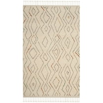 SAFAVIEH Kenya Sylvanus Braided Geometric Fringe Area Rug, Ivory/Multi, 9' x 12'