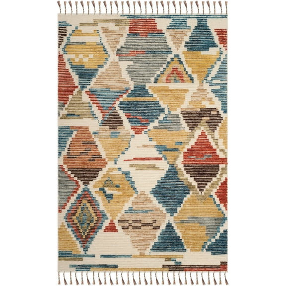 SAFAVIEH Kenya Thom Braided Abstract Fringe Area Rug, Multi, 6' x 9'
