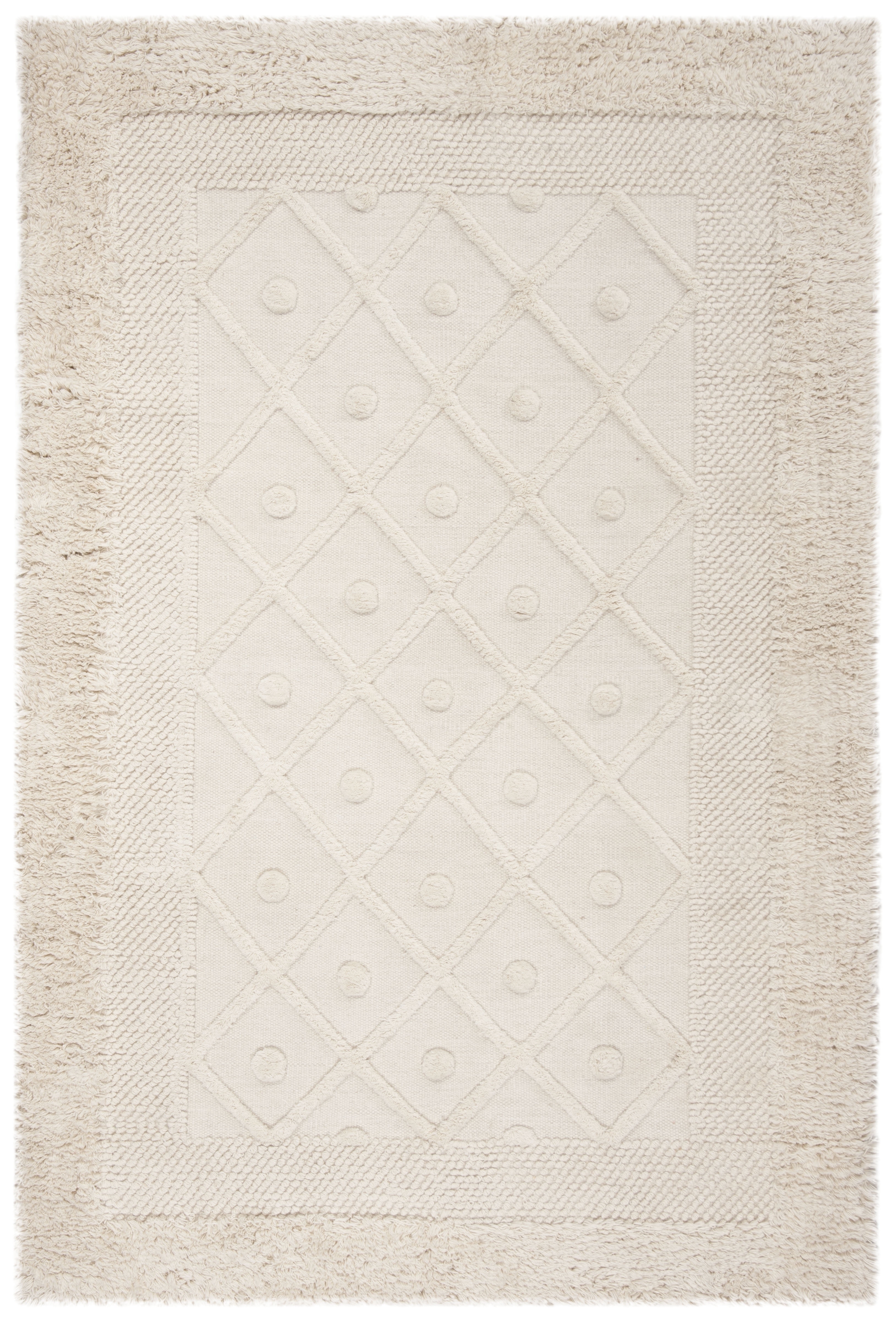 Ivory Hand-Knotted Wool Rectangular Area Rug 3' x 5'