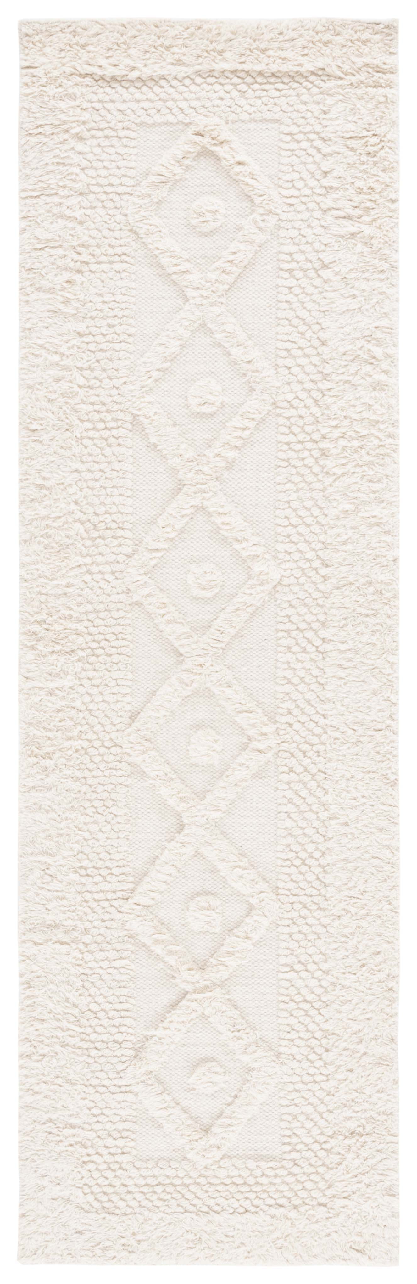 Hand-Knotted Ivory Wool Rug - 2' 3" x 8'