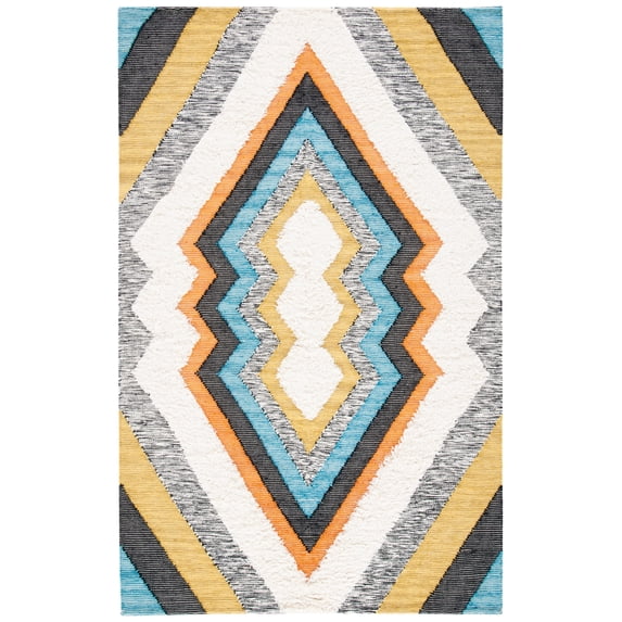 SAFAVIEH Kenya Vana Diamond Area Rug, Black/Ivory, 5' x 8'