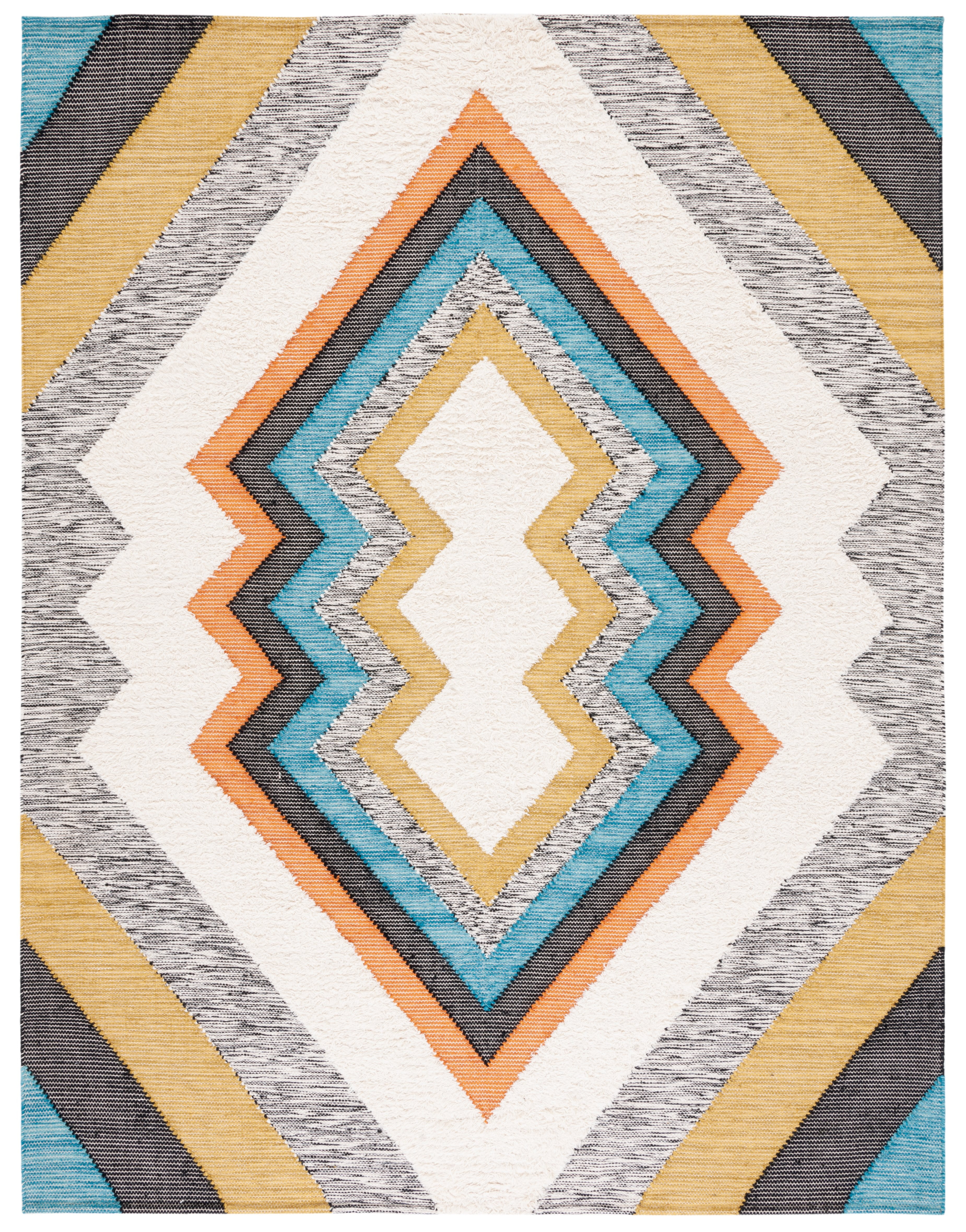 Kenya Collection Hand-Knotted Black and Ivory Wool 8' x 10' Area Rug