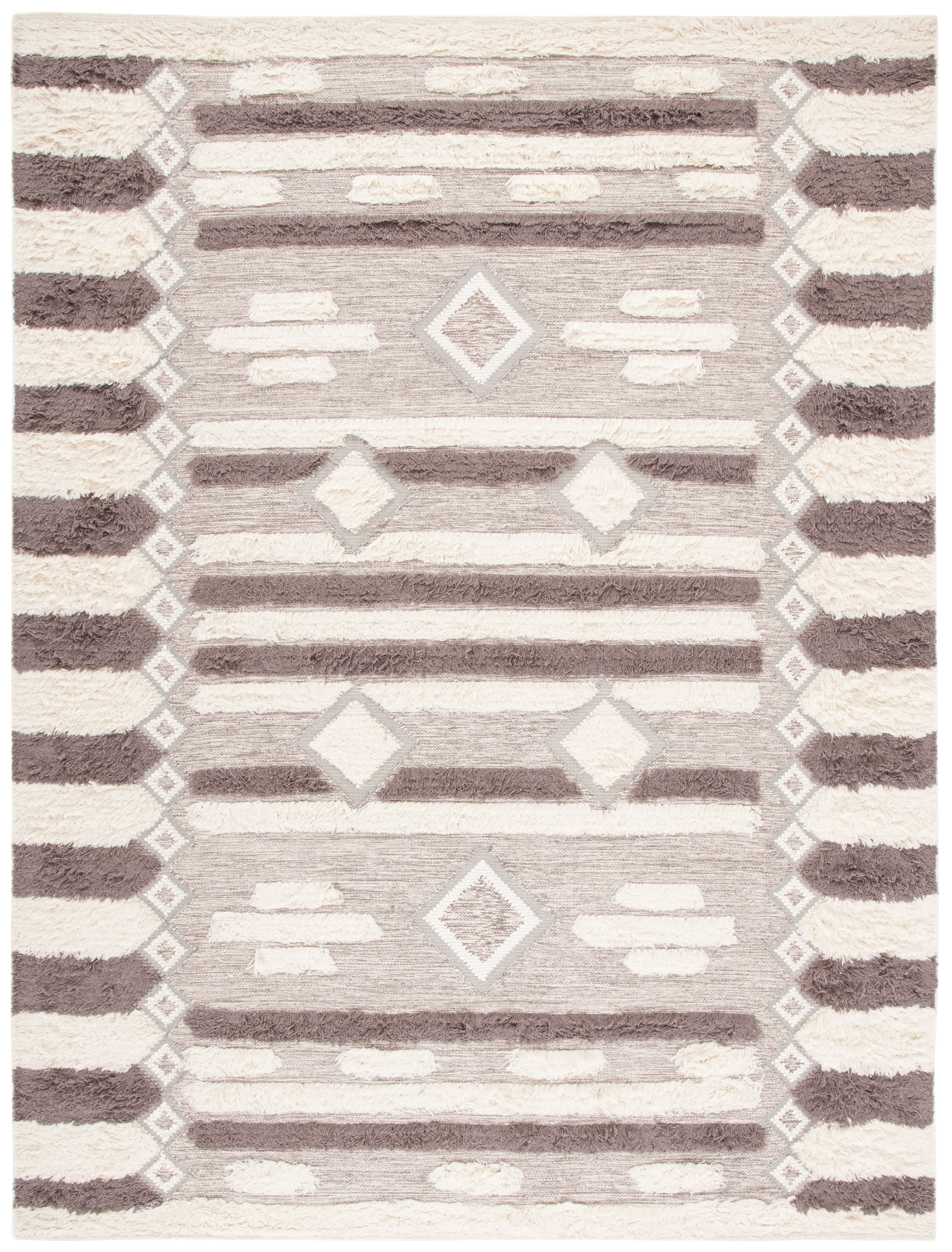 SAFAVIEH Kenya Wendell Southwestern Wool Area Rug, Ivory/Brown, 8' x 10'