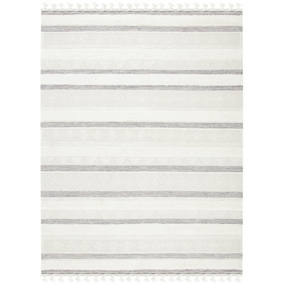 SAFAVIEH Kenya Winchester Striped Wool Area Rug, Ivory/Grey, 8' x 10'