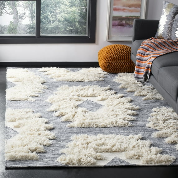 SAFAVIEH Kenya Winston Geometric Area Rug, Navy/Ivory, 8' x 10'