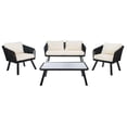 thumbnail image 1 of SAFAVIEH Kerson Outdoor Patio 4 Piece Conversation Set, Black/Beige, 1 of 9