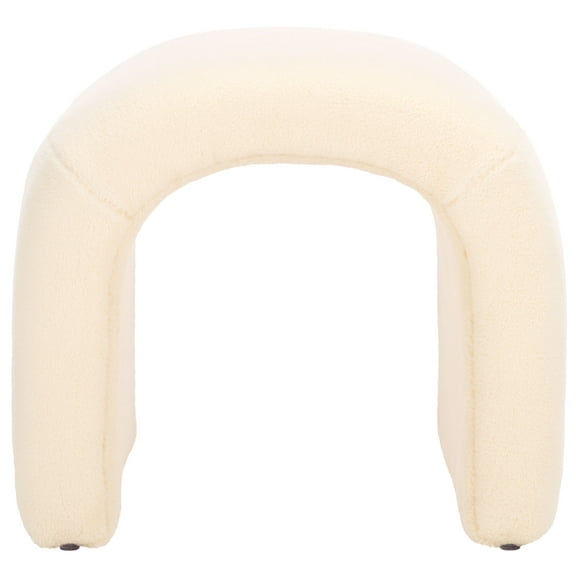 SAFAVIEH Kibo Modern Faux Shearling Ottoman, Cream