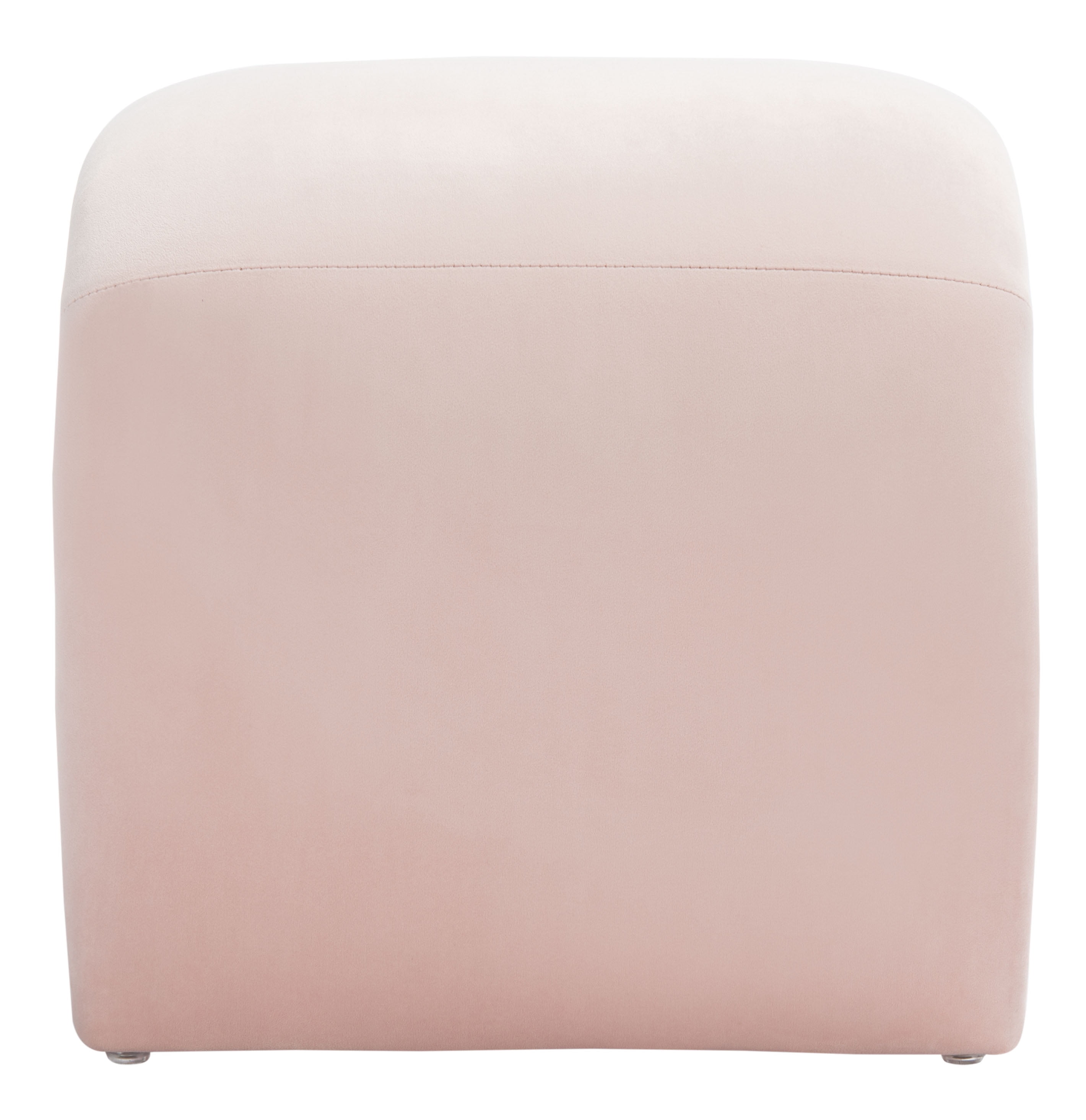 Kibo Plush Velvet Light Pink Curved Ottoman