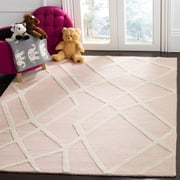 SAFAVIEH Kids Abstract Wool Area Rug, Pink/Ivory, 5' x 7'