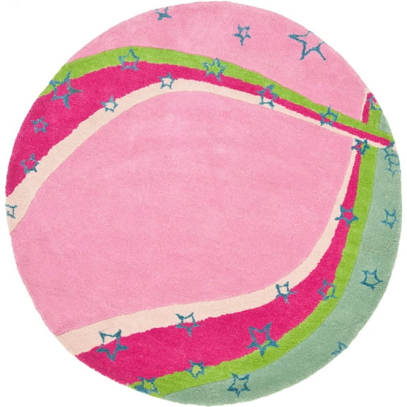 SAFAVIEH Kids Alyx Swirling Stars Area Rug, Green/Pink, 6' x 6' Round