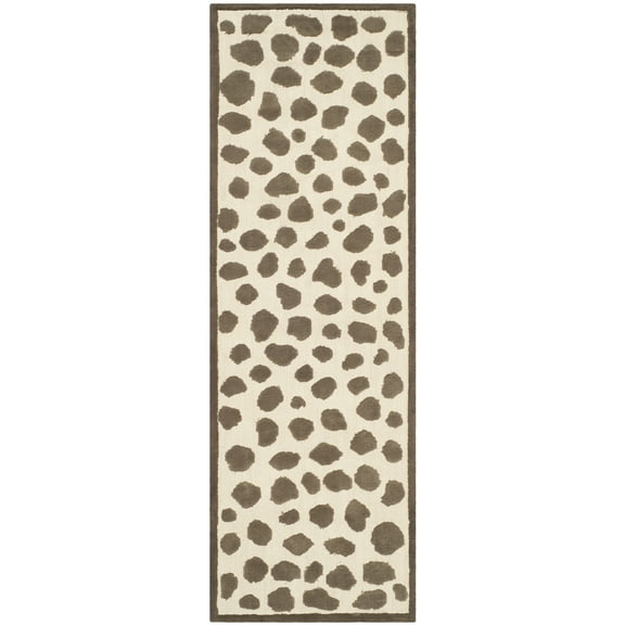 SAFAVIEH Kids Animal Lepoard Print Runner Rug, Ivory/Grey, 2'3" x 7'
