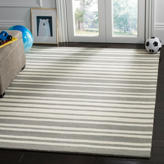 SAFAVIEH Kids Barcode Striped Wool Area Rug, Grey/Multi, 4' x 6'