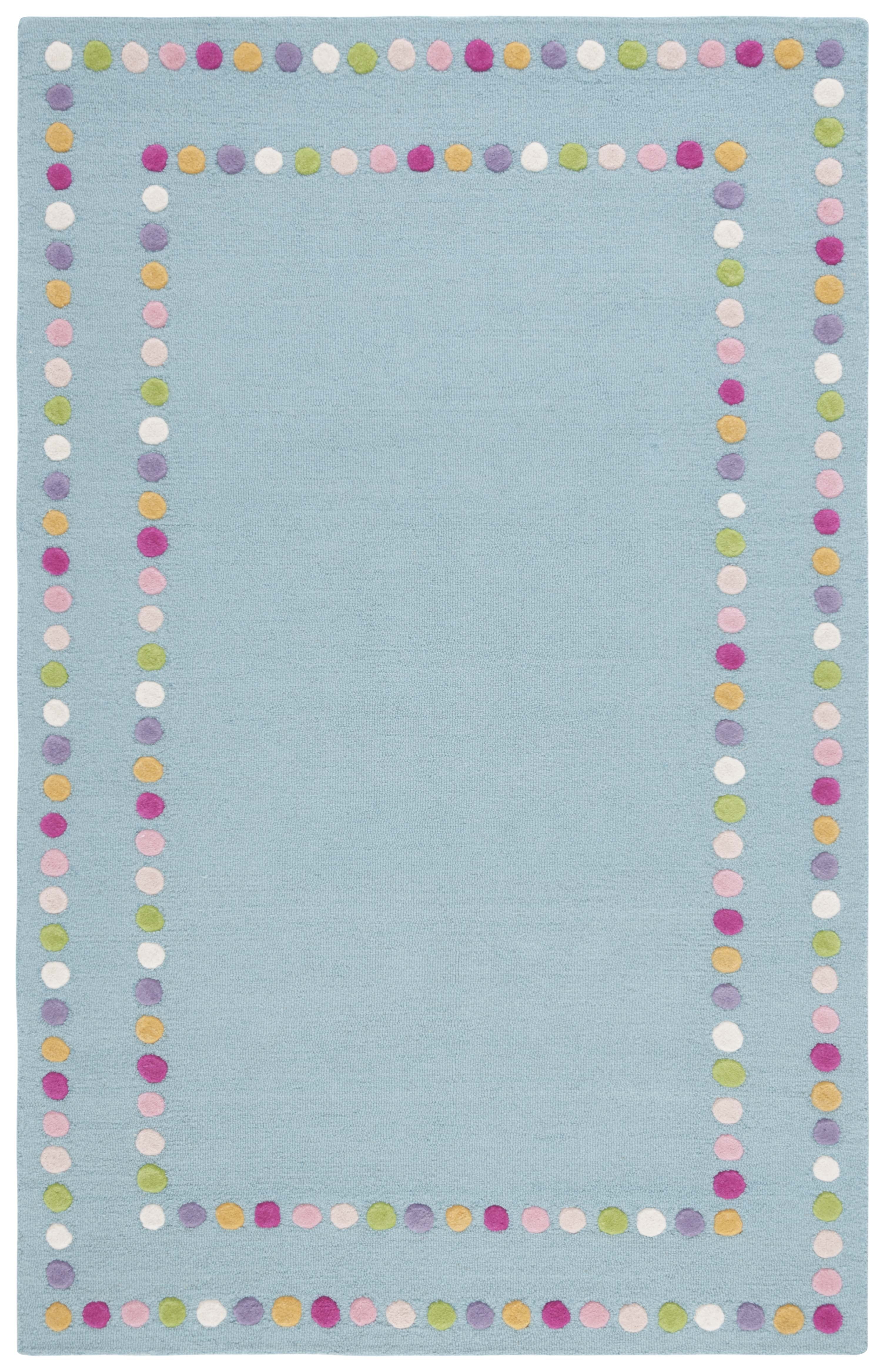 SAFAVIEH Kids Bordered Bold Polka Dots Area Rug, Blue/Pink, 4' x 6'