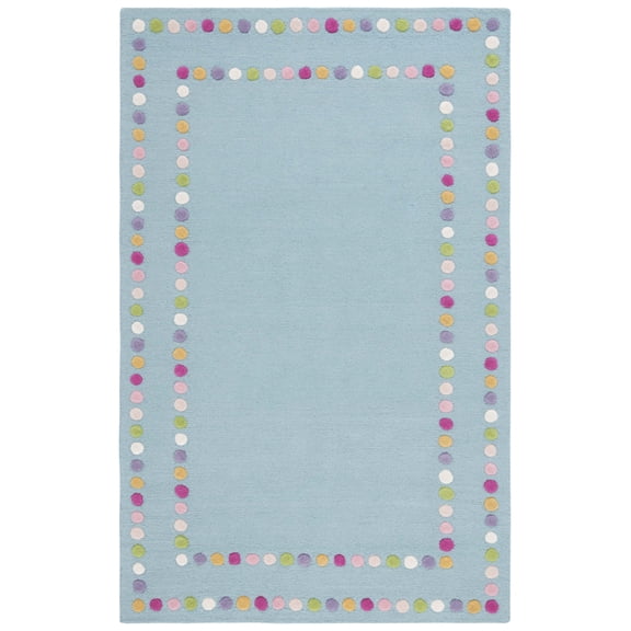 SAFAVIEH Kids Bordered Bold Polka Dots Area Rug, Blue/Pink, 4' x 6'