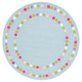 thumbnail image 1 of SAFAVIEH Kids Bordered Bold Polka Dots Area Rug, Blue/Pink, 5' x 5' Round, 1 of 11