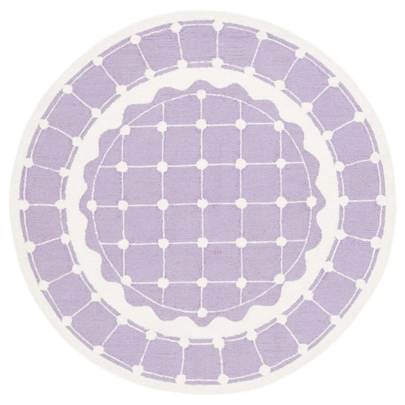 SAFAVIEH Kids Bordered Swivel Lattice Area Rug, Purple/Ivory, 5' x 5' Round