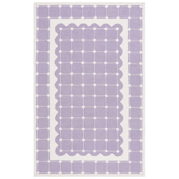 SAFAVIEH Kids Bordered Swivel Lattice Area Rug, Purple/Ivory, 8' x 10'