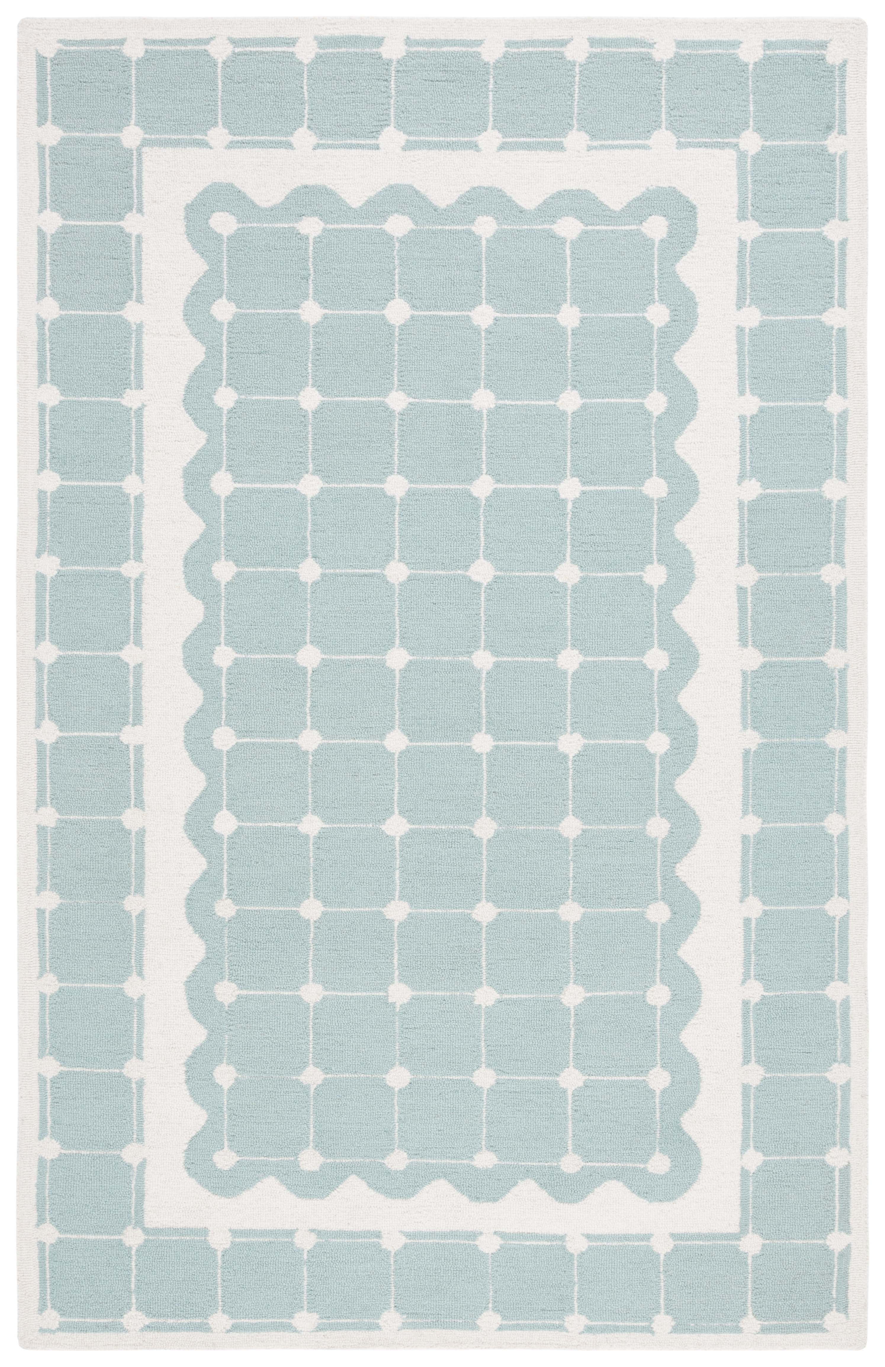 SAFAVIEH Kids Bordered Swivel Lattice Area Rug, Turquoise/Ivory, 8' x 10'