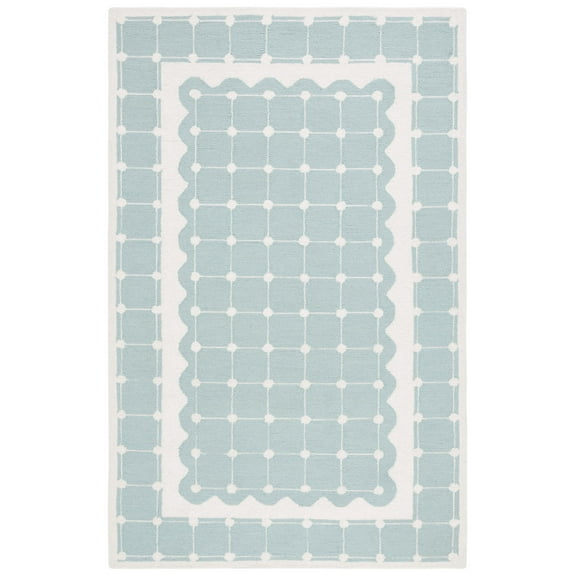 SAFAVIEH Kids Bordered Swivel Lattice Area Rug, Turquoise/Ivory, 8' x 10'