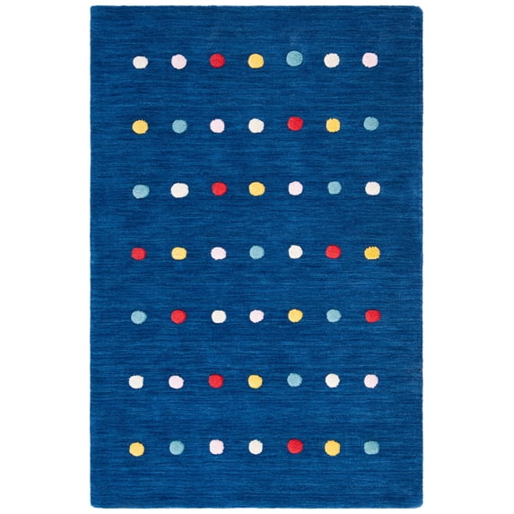 Safavieh Kids Rug Collection Hand Loomed Navy Polka Dot Area Rugs, 3' x 5', Handmade
