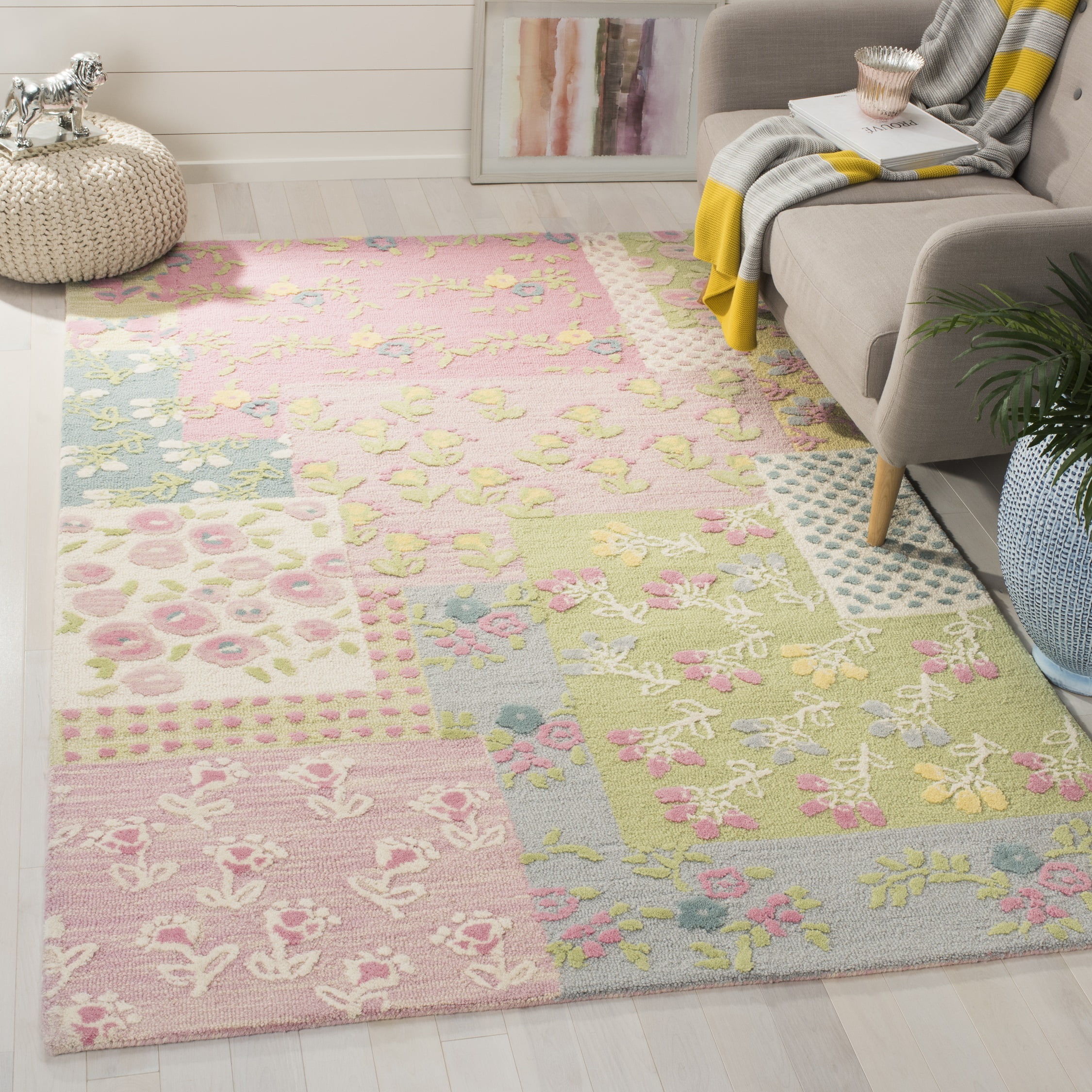 Pink Multicolor Rugs SAFAVIEH Kids Collection SFK321A Handmade Pink/Multi Rug - Walmart.com