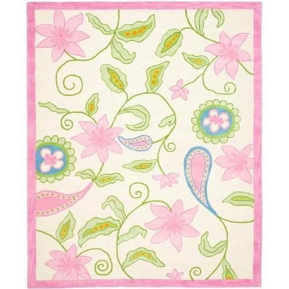 SAFAVIEH Kids Collection SFK351A Handmade Ivory/Pink Rug