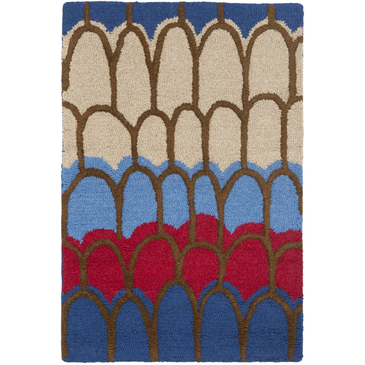 Handmade Blue and Red Geometric Wool Kids Rug