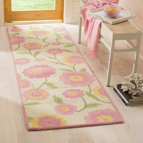 SAFAVIEH Kids Collection SFK355A Handmade Ivory/Pink Rug