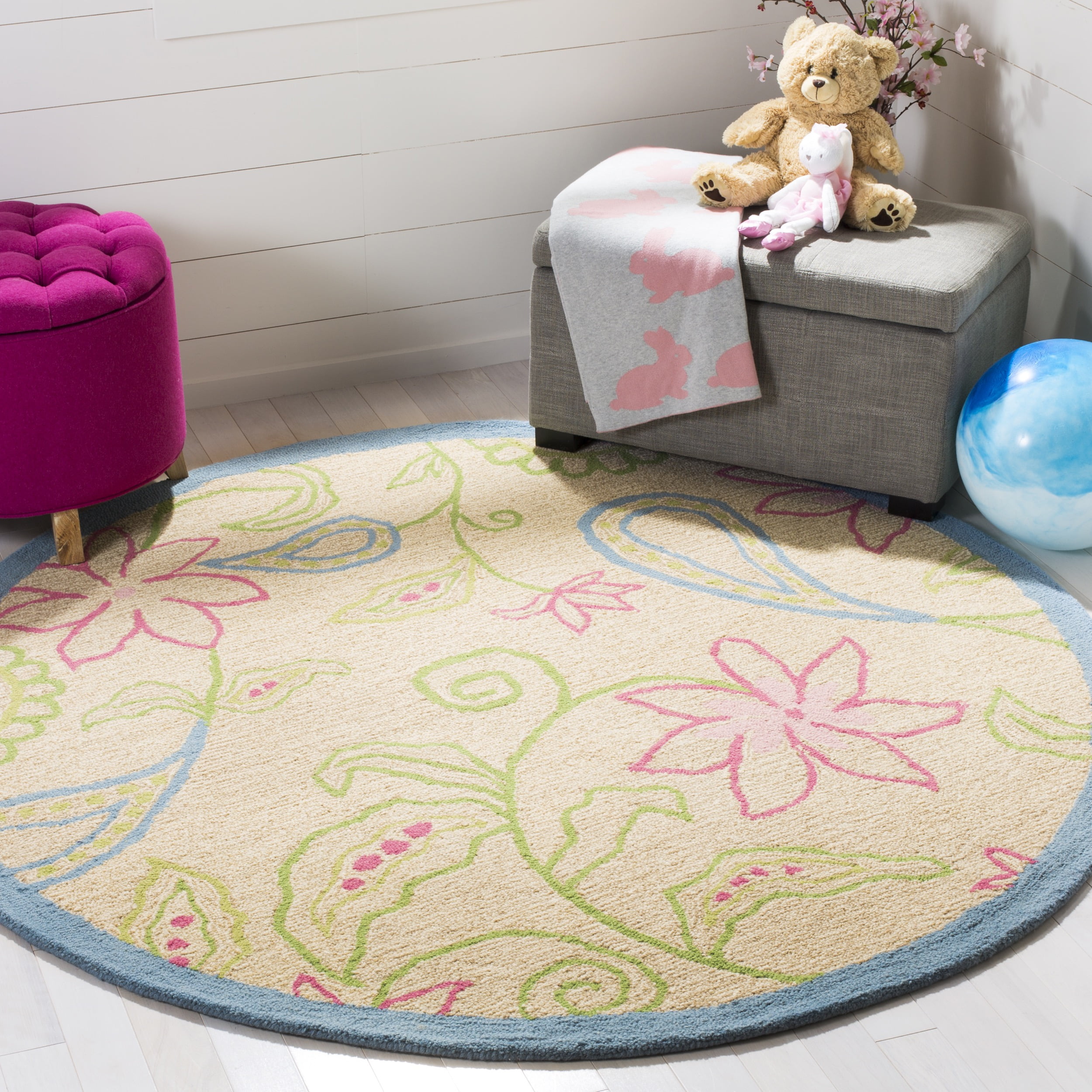SAFAVIEH Kids Collection SFK362A Handmade Ivory/Blue Rug