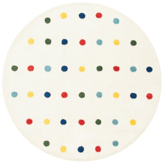 SAFAVIEH Kids Colorful Polka Dots Area Rug, Ivory, 8' x 8' Round