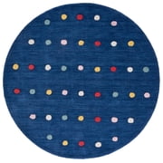 SAFAVIEH Kids Colorful Polka Dots Area Rug, Navy, 3' x 3' Round