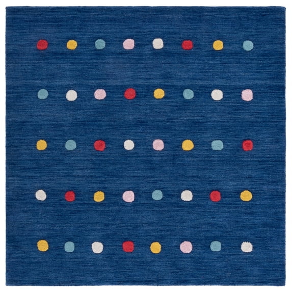 SAFAVIEH Kids Colorful Polka Dots Area Rug, Navy, 3' x 3' Square