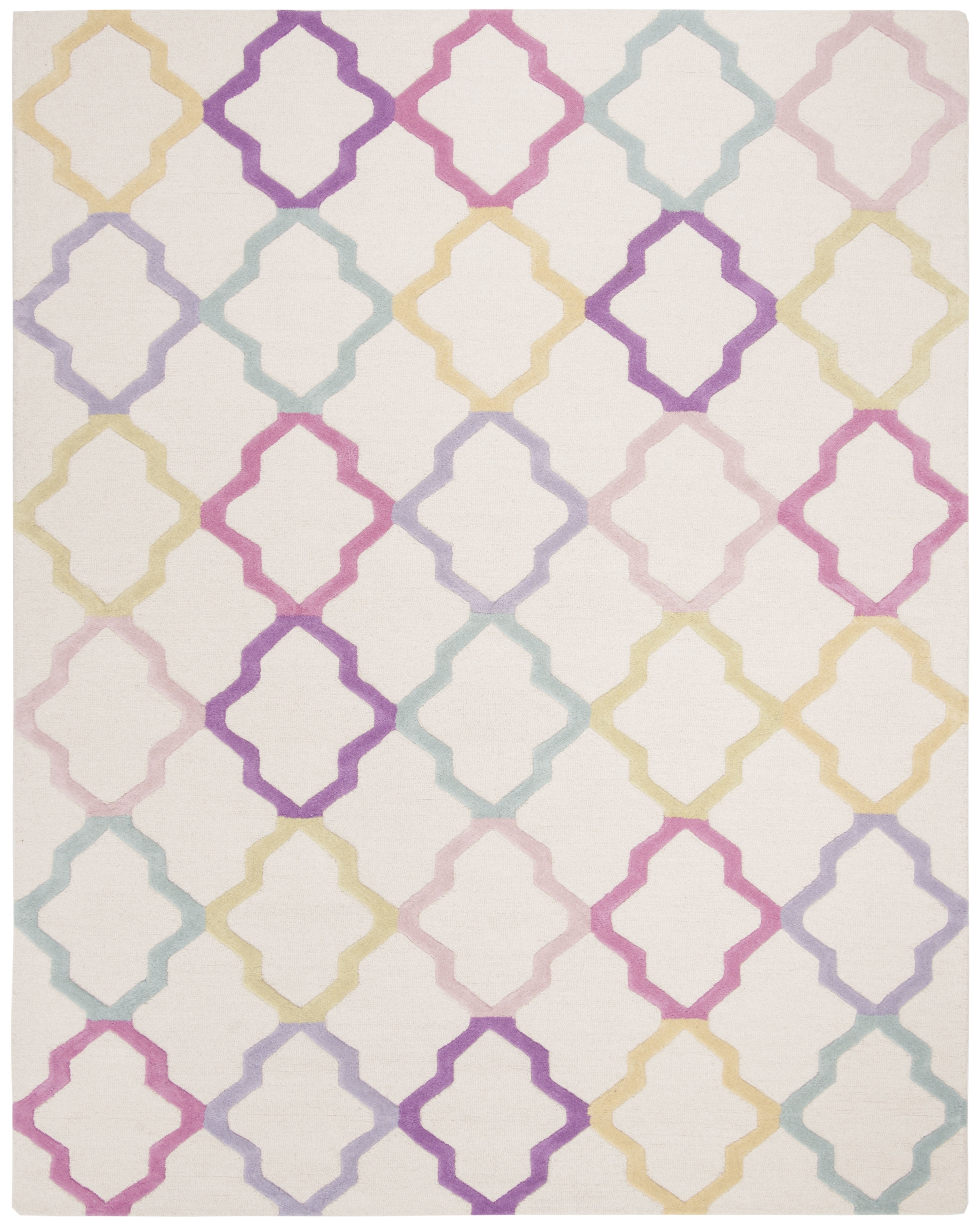 SAFAVIEH Kids Colorful Trefoil Area Rug, Ivory/Multi, 9' x 12'